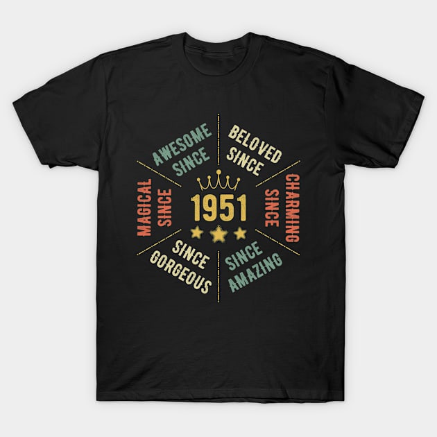 Retro Vintage 1951 72 Year Old Men & Women in 72nd Birthday T-Shirt by mahmuq